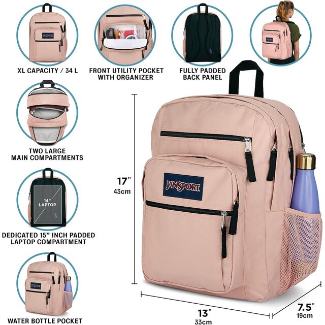 Laptop-Rucksack, Computertasche mit 2 Fächern, ergonomischen Schultergurten, 15-Zoll-Laptopfach, Tragegriff - Schwarz
