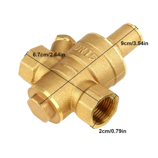 Adjustable Brass Water Pressure Regulator With Built-In Gauge