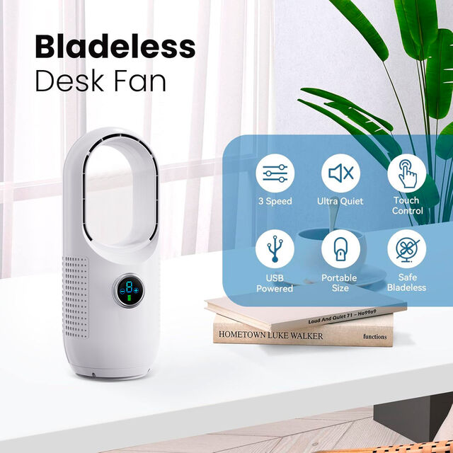 Ventilateur de Bureau Intelligent sans Lames, Portable, USB, Ventilateur Électrique pour la Maison et le Dortoir