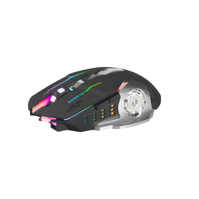 Souris de Jeu Sans Fil RGB, Rechargeable avec Bouton Mute - Périphérique Universel pour Ordinateur
