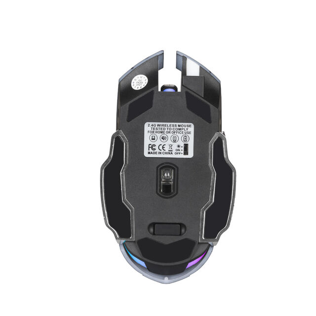 Souris de Jeu Sans Fil RGB, Rechargeable avec Bouton Mute - Périphérique Universel pour Ordinateur