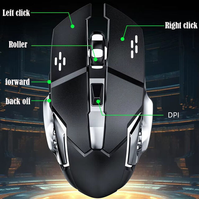 Souris de Jeu Sans Fil RGB, Rechargeable avec Bouton Mute - Périphérique Universel pour Ordinateur