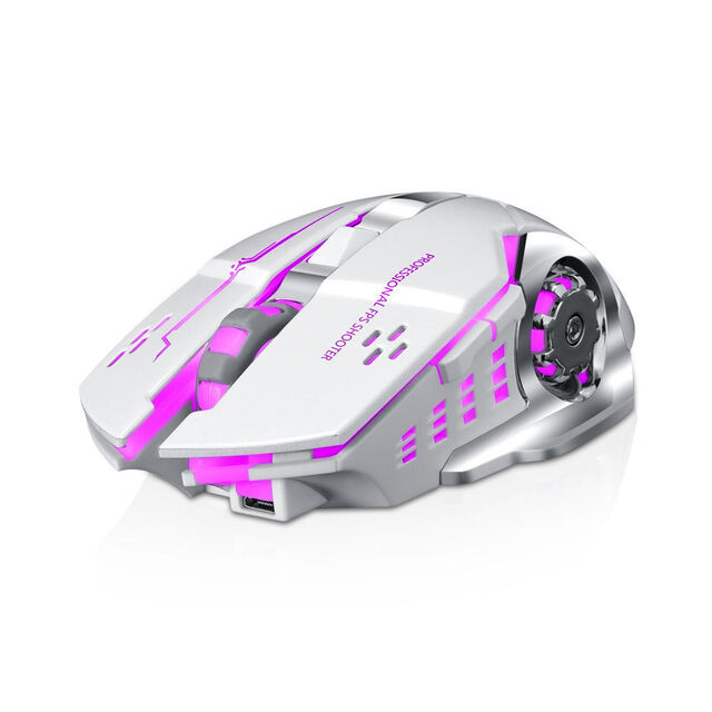 Souris de Jeu Sans Fil RGB, Rechargeable avec Bouton Mute - Périphérique Universel pour Ordinateur