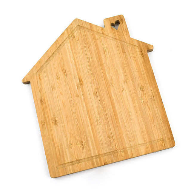 Tabla de cortar de bambú con borde vivo, con forma de casa, bandeja para embutidos y aperitivos