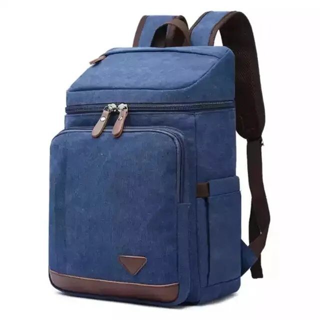 Vintage Leder Canvas Rucksack Große Modische Schultasche für Studenten
