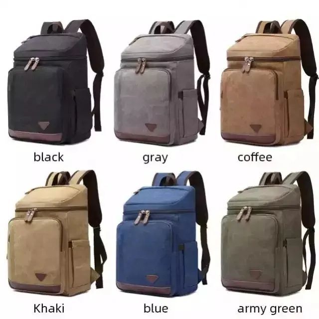 Vintage Leder Canvas Rucksack Große Modische Schultasche für Studenten