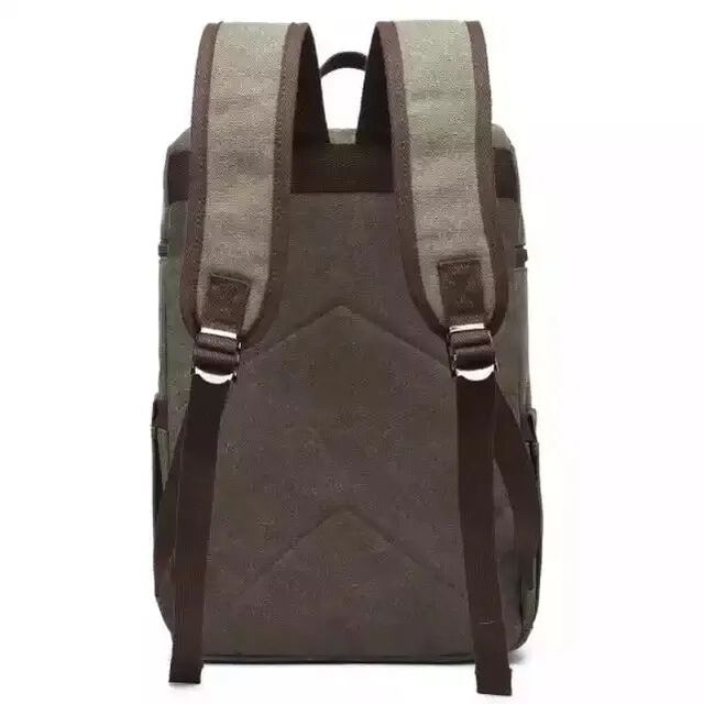 Vintage Leder Canvas Rucksack Große Modische Schultasche für Studenten