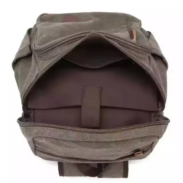 Vintage Leder Canvas Rucksack Große Modische Schultasche für Studenten