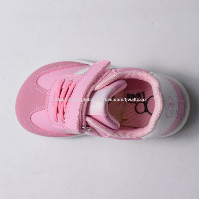 Wholesale Toddler Retro German Trainer Sneakers, Microfiber Upper EVA Sole Hook & Loop Casual Walking Shoes For Little Kids Girls