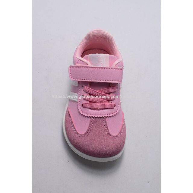Wholesale Toddler Retro German Trainer Sneakers, Microfiber Upper EVA Sole Hook & Loop Casual Walking Shoes For Little Kids Girls