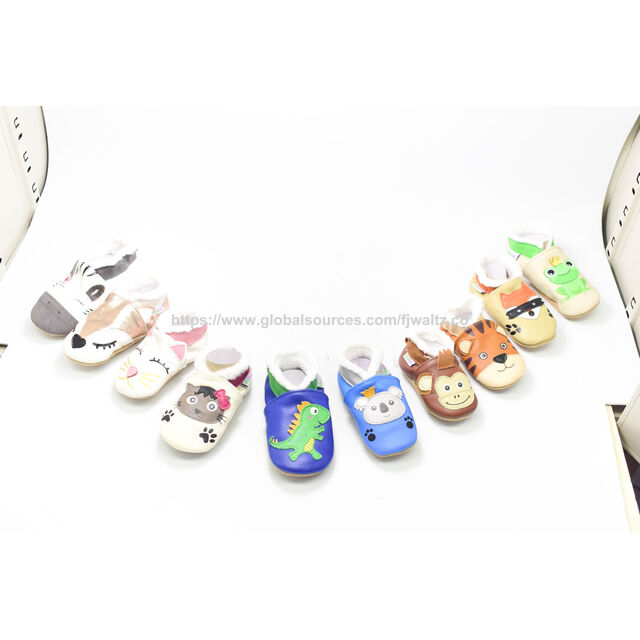Soft Leather Baby Shoes Moccasins Slip on Boys Girls Slippers with Elastic Ankle, Anti Slip First Walker Crib Shoes for Infant
