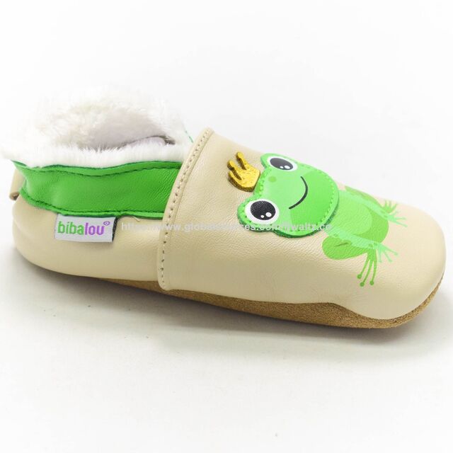 Soft Leather Baby Shoes Moccasins Slip on Boys Girls Slippers with Elastic Ankle, Anti Slip First Walker Crib Shoes for Infant