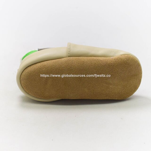 Soft Leather Baby Shoes Moccasins Slip on Boys Girls Slippers with Elastic Ankle, Anti Slip First Walker Crib Shoes for Infant