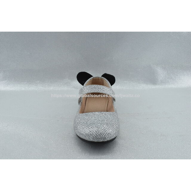 Customizable Girls' Dressy Shoes | Shiny Glitter Ballet Dance Shoes with Cute Bow Accent