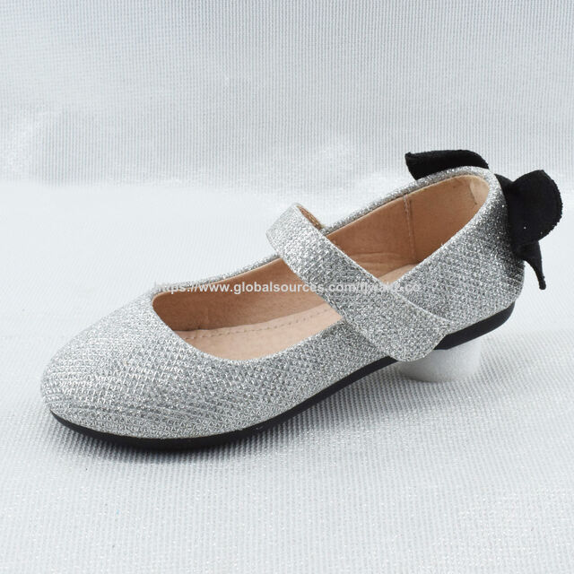 Customizable Girls' Dressy Shoes | Shiny Glitter Ballet Dance Shoes with Cute Bow Accent