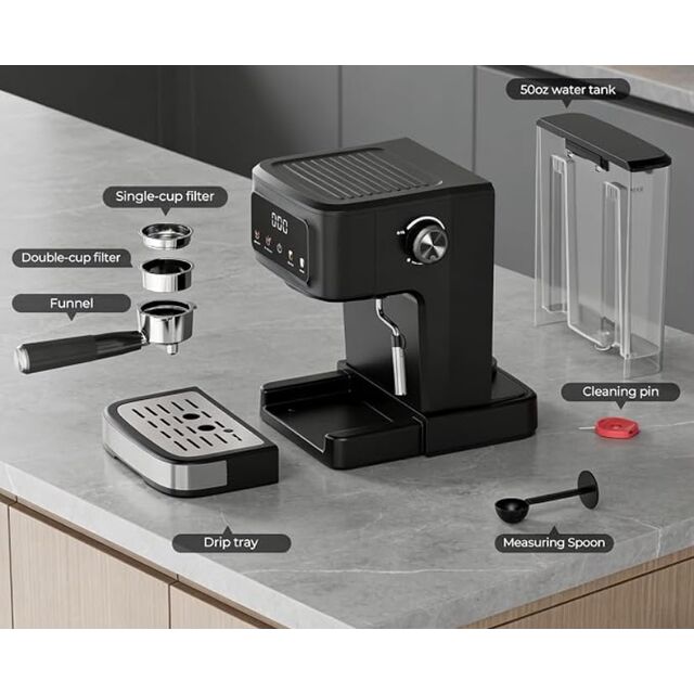 Professional Espresso Coffee And Cappuccino Machine with Big Water Tank.