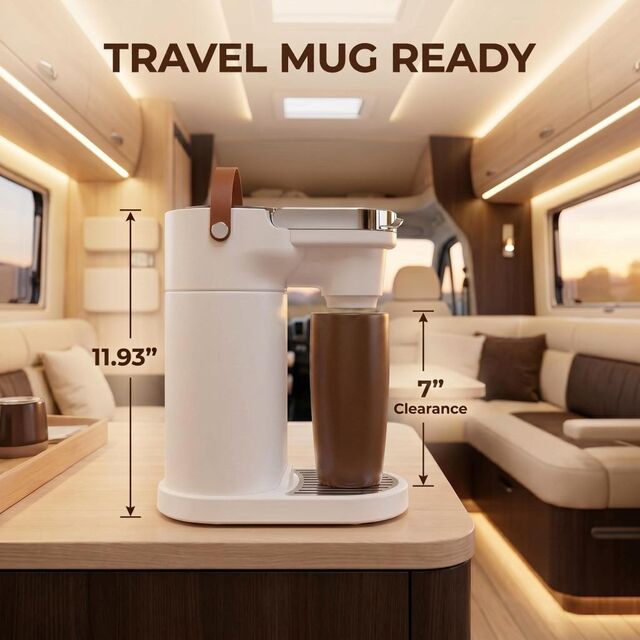 COKAFEGO CF01 Wireless Outdoor Coffee Station Cordless K Cup Coffee Maker with 60oz Vacuum Insulated Water Tank Built in Rechar