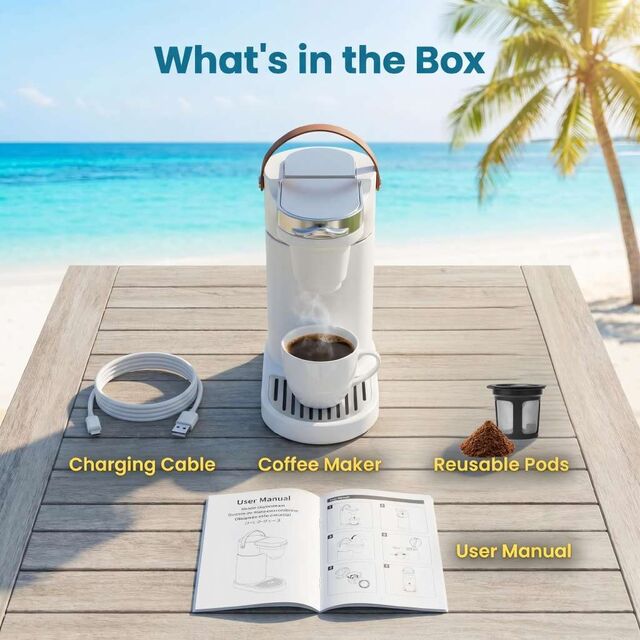 COKAFEGO CF01 All In One Outdoor Coffee Station Wireless Rechargeable Coffee Brewer with Insulated Water Reservoir