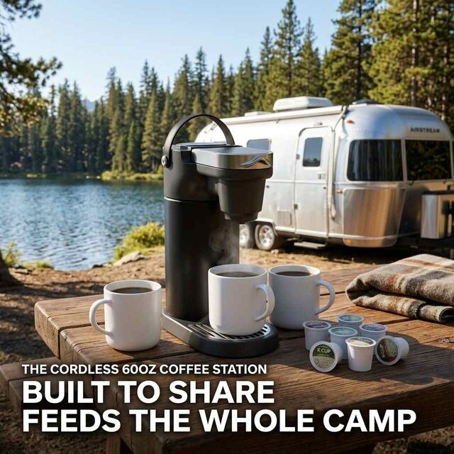 Premium Portable DualMode Outdoor Coffee Maker , USB Rechargeable AutoBrew Coffee Machine for Camping Hiking Travel RV glamping