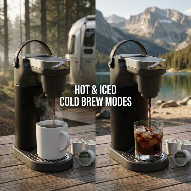 Premium Portable DualMode Outdoor Coffee Maker , USB Rechargeable AutoBrew Coffee Machine for Camping Hiking Travel RV glamping