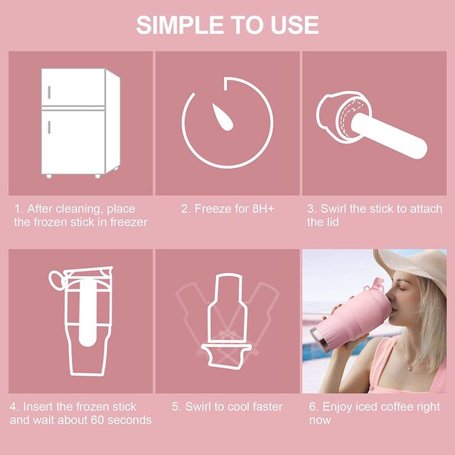 Zero Dilution Iced Drink Tumbler, Patented Instant Chiller Stainless Steel Cup, 30oz Double Wall Vacuum Insulated Cold Brew CUP