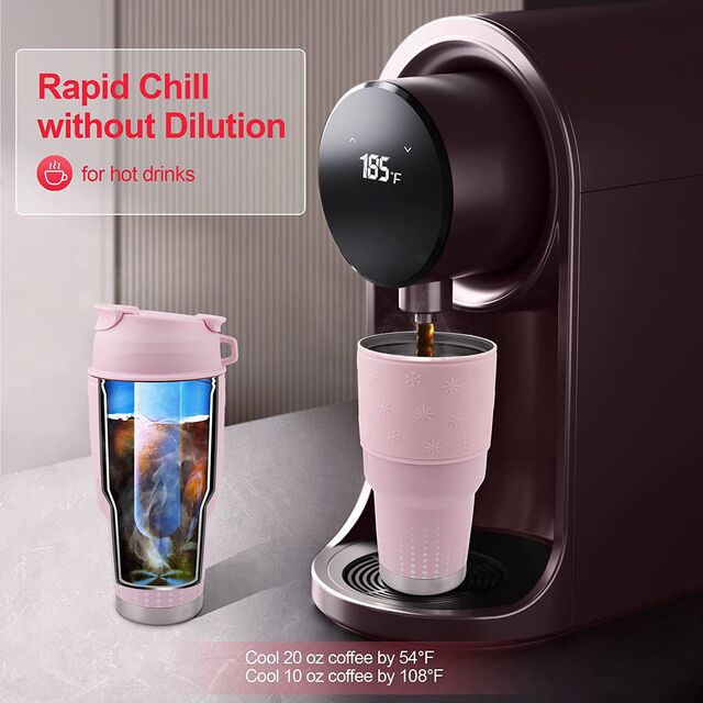 Zero Dilution Iced Drink Tumbler, Patented Instant Chiller Stainless Steel Cup, 30oz Double Wall Vacuum Insulated Cold Brew CUP