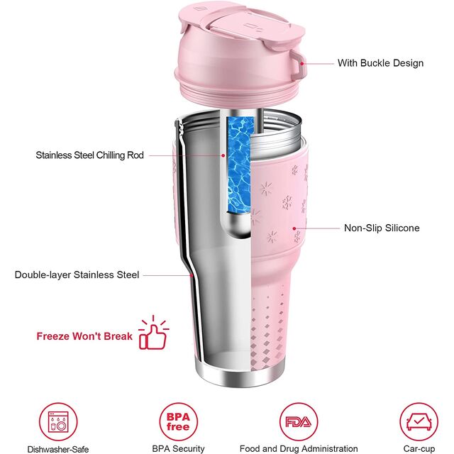 Zero Dilution Iced Drink Tumbler, Patented Instant Chiller Stainless Steel Cup, 30oz Double Wall Vacuum Insulated Cold Brew CUP