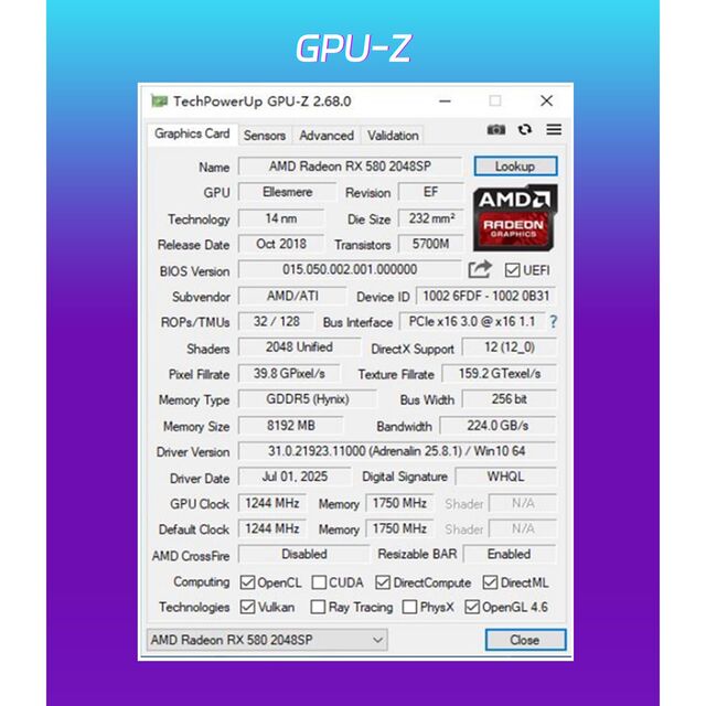 Gaming Graphics Card RX 580 8GB 2048SP GDDR5 256bit, 6xHDMI 2.0b PCIe3.0, Single Fan Desktop Video Card, Wholesale