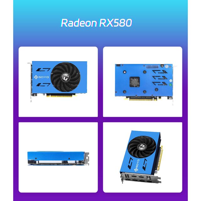 Gaming Graphics Card RX 580 8GB 2048SP GDDR5 256bit, 6xHDMI 2.0b PCIe3.0, Single Fan Desktop Video Card, Wholesale
