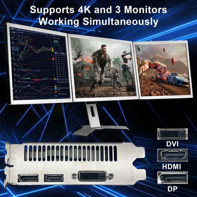 GTX 1050 Ti Gaming Graphics Card 4GB GDDR5 128Bit PCIe3.0 DP HDMI DVI for PC Gaming Office
