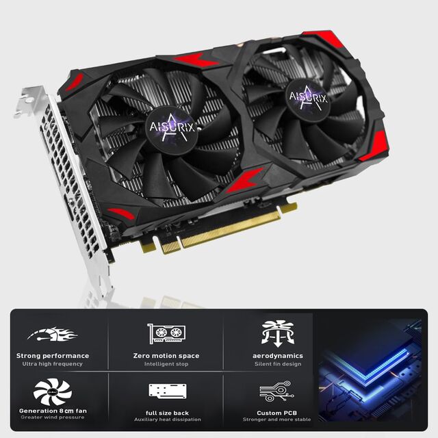 RX580 Graphics Card 8GB GDDR5 256-bit Dual Fans, Desktop 2K Gaming GPU for PC Integrator Wholesale