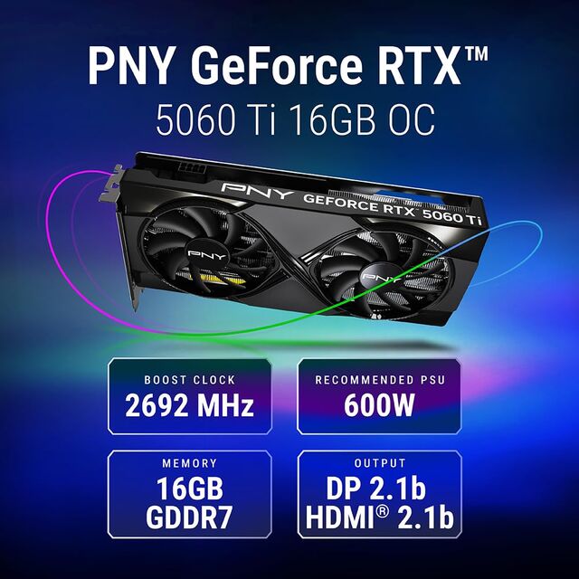 RTX5060 Ti Graphics Card 8GB GDDR7 Dual Fan OC, SFF Ready PCIe5.0 Gaming GPU Bulk Wholesale