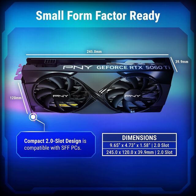 RTX5060 Ti Graphics Card 8GB GDDR7 Dual Fan OC, SFF Ready PCIe5.0 Gaming GPU Bulk Wholesale