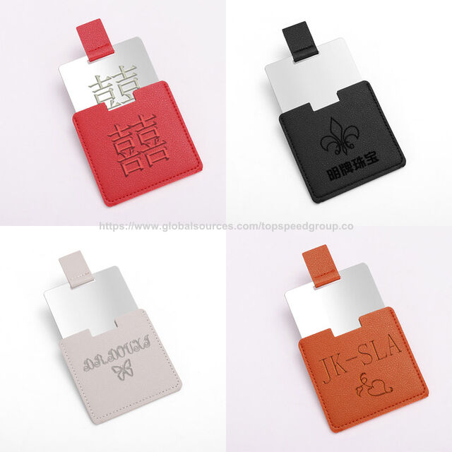 Cheap Stainless steel card mirror Portable Fall prevention no border Square makeup mirror Portable small mirror custom logo