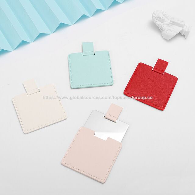 Cheap Stainless steel card mirror Portable Fall prevention no border Square makeup mirror Portable small mirror custom logo