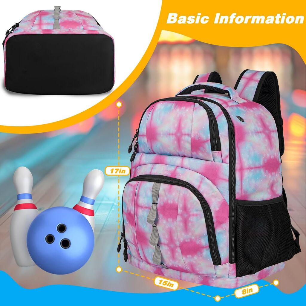Source 2 Ball Bowling Backpack, Padded Bowling Ball Bag With Shoe ...