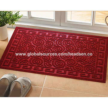 Good Quality Velour Embossing Anti Slip Door Mat With Black Pvc