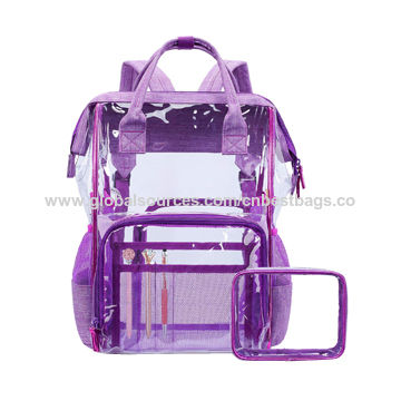 purple clear backpack