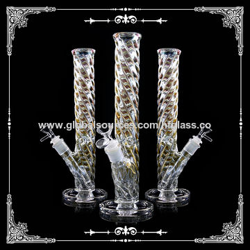 Straight Tube Glass Bong Smoking Water Pipe