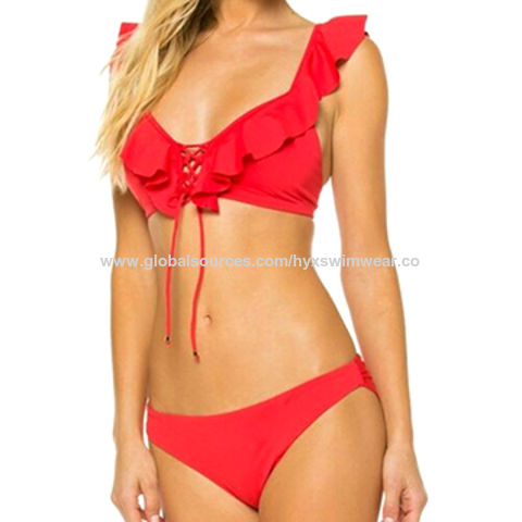 ruffle halter top swimsuit