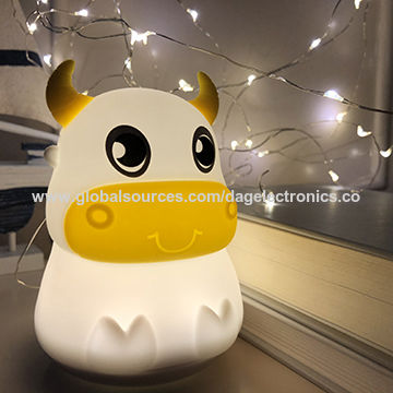 China Silicone Lovely Cow Design Night Lamps For Kids In Night