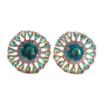China Luxury Diamond Stud Earrings Emerald Green Wedding Jewellery Diamond Stud Earrings China