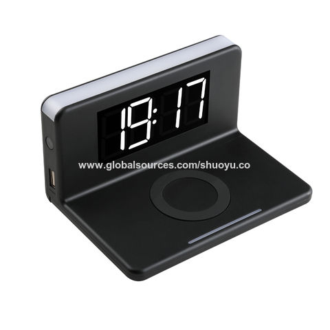 China Multi-function Qi wireless charger with Electric LED alarm clock ...