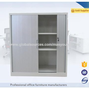 Plastic Pvc Tambour Door Storage Cabinet With 4 Adjustable Shelves