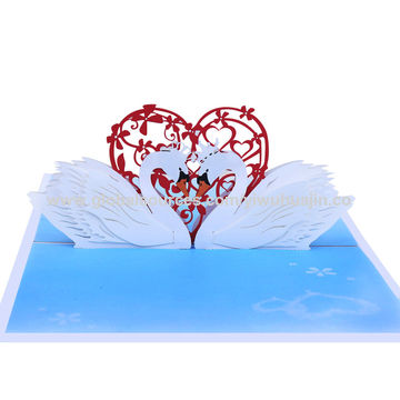 China Swan Occasion Greeting Cards Handmade Paper 3d Laser Cut Pop Up Card Gift Stationery Envelope On Global Sources Gift Greeting Card 3d Pop Up Card