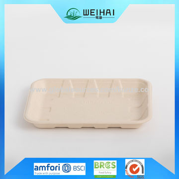 China Disposable trays pulp Moulded Disposable Biodegradable sugarcane ...