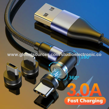UDYR 3A Cargador Magnético USB cable de tipo C para iPhone Cable Cargador Rápido