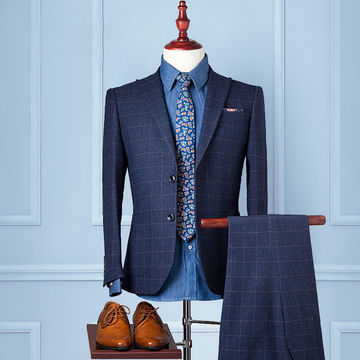 3 Piece Suits Men British Latest Coat Pant Designs Royal Blue Men's ...