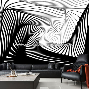 Custom Background 3d Wallpaper Black White Stripe Art Wall