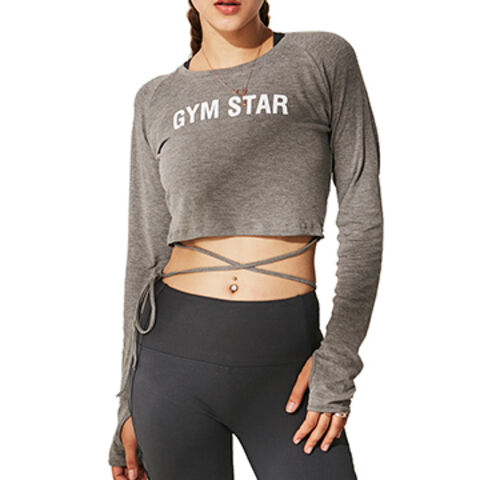 custom long sleeve crop tops